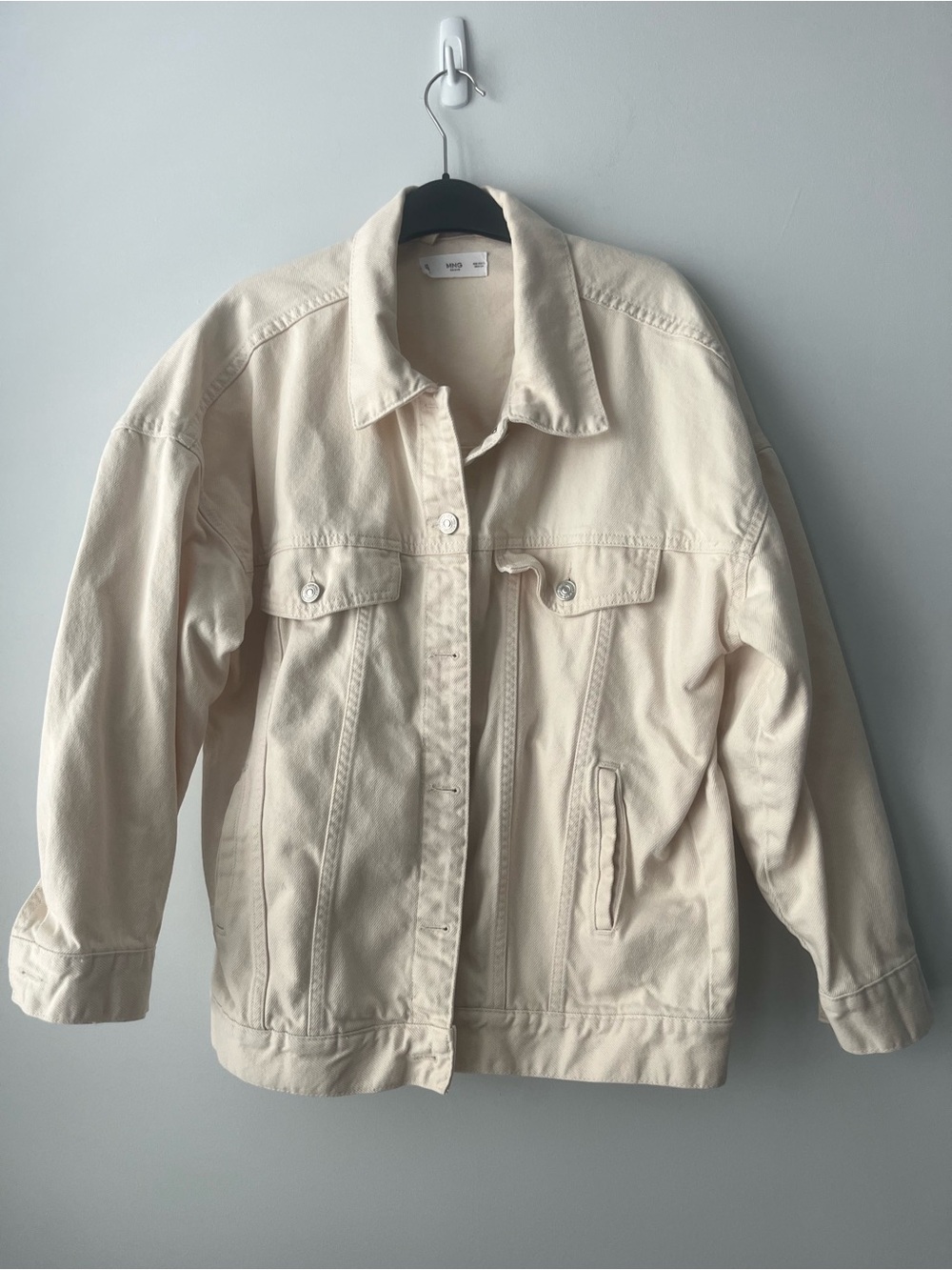 Mango Cream Oversized Denim Jacket - Women
